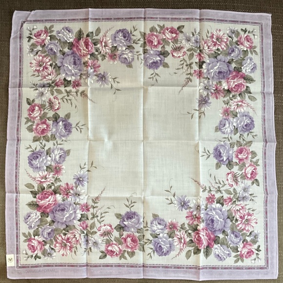 Mario Valentino Vintage Pink and Purple Floral Neckerchief - Picture 3 of 4